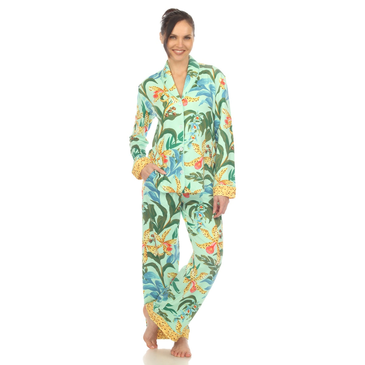  White Mark Women's Two Piece Wildflower Print Pajama Set - XL - Bonton