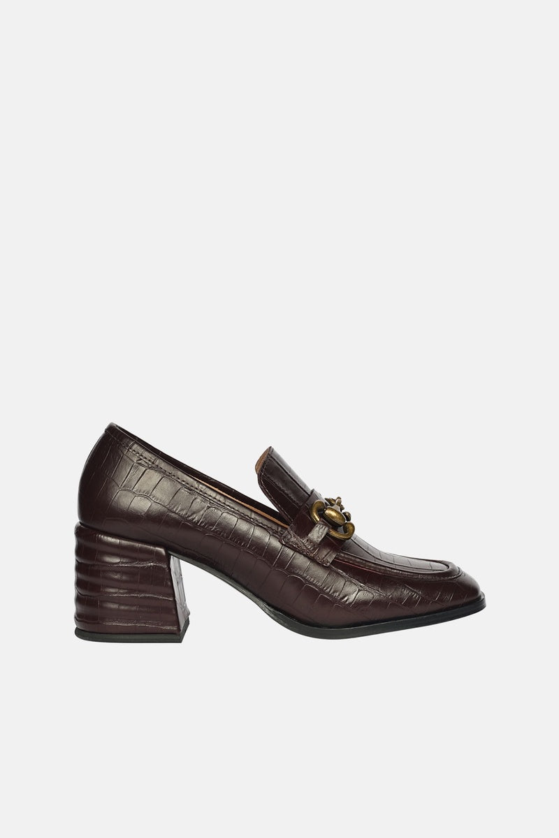  Saint G Isha Croco - Heeled Loafers - Dark Cherry - Bonton