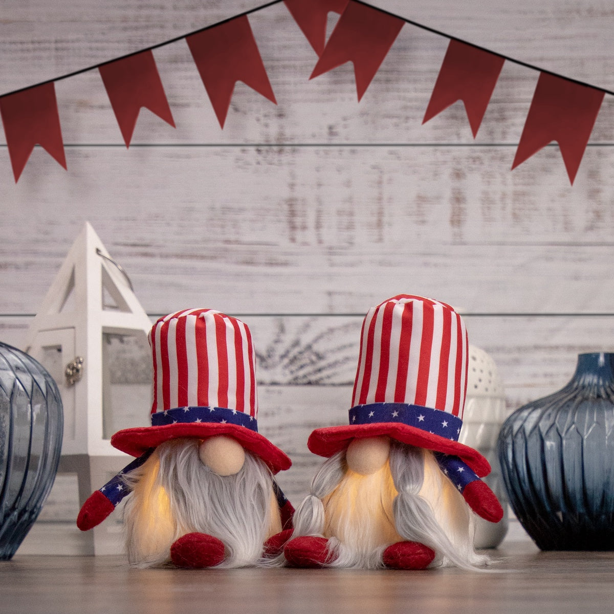  Northlight Lighted Americana Boy Patriotic Gnome - 6.75