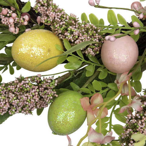 Easter Egg With Berry Floral Springtime Wreath  Pink and Green 20"