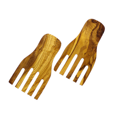 Coastal Salad Bowl & Olive Wood Server Hands