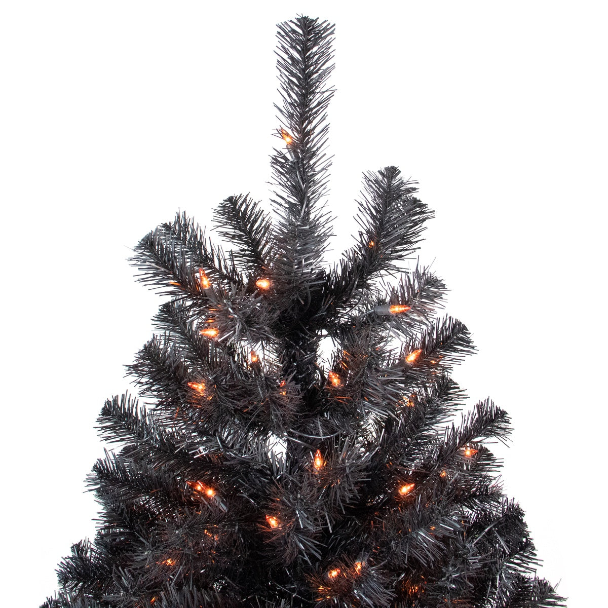  Northlight Pre-Lit Black Noble Spruce Artificial Halloween Tree - 4' - Orange Lights - 4' - Bonton