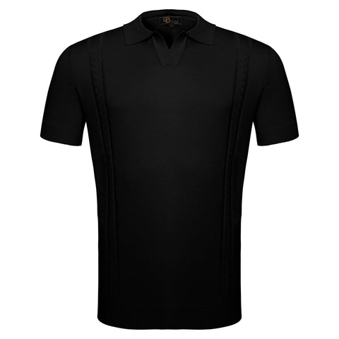 LuxeKnit Polo BLACK