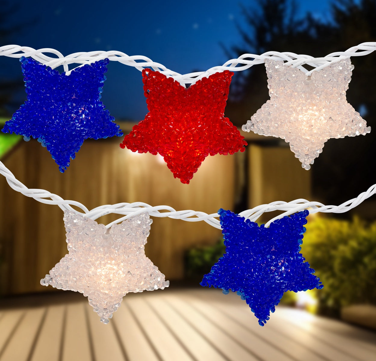  Northlight Patriotic Star String Light Set - 5.25' - White Wire - Red  White and Blue - 10ct - Default Title - Bonton