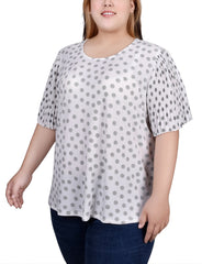 Plus Size Pleated-Sleeve Top