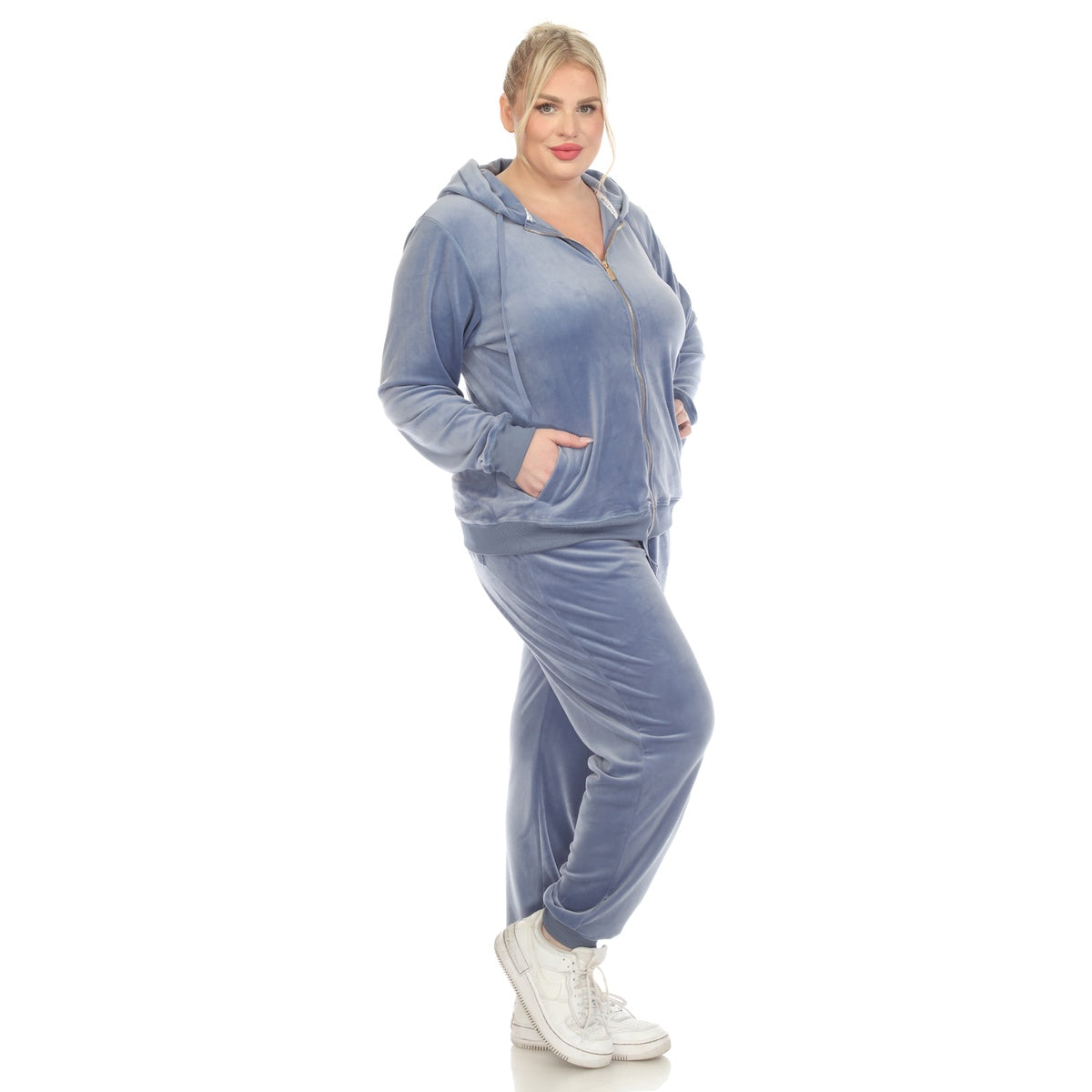  White Mark Plus Size 2 Piece Velour Tracksuit Set - 1X - Bonton