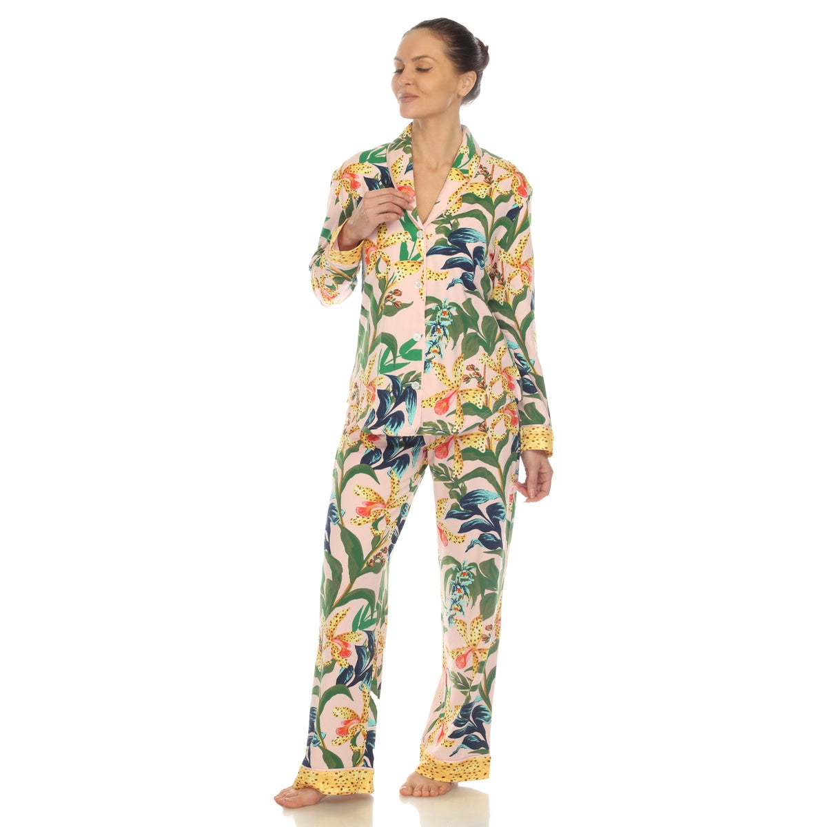  White Mark Women's Two Piece Wildflower Print Pajama Set - XL - Bonton