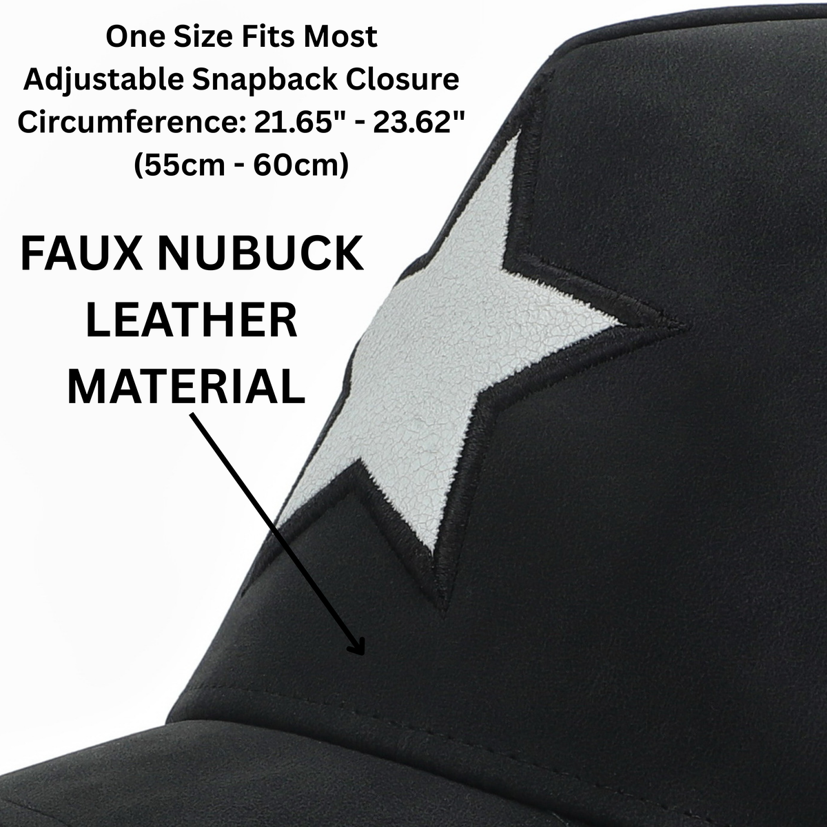  Vintage Havana Vintage Havana Trucker Hat for Women & Men – Black Faux Nubuck Leather & Mesh Adjustable Cap With White Cracked Leather Star - Default Title - Bonton