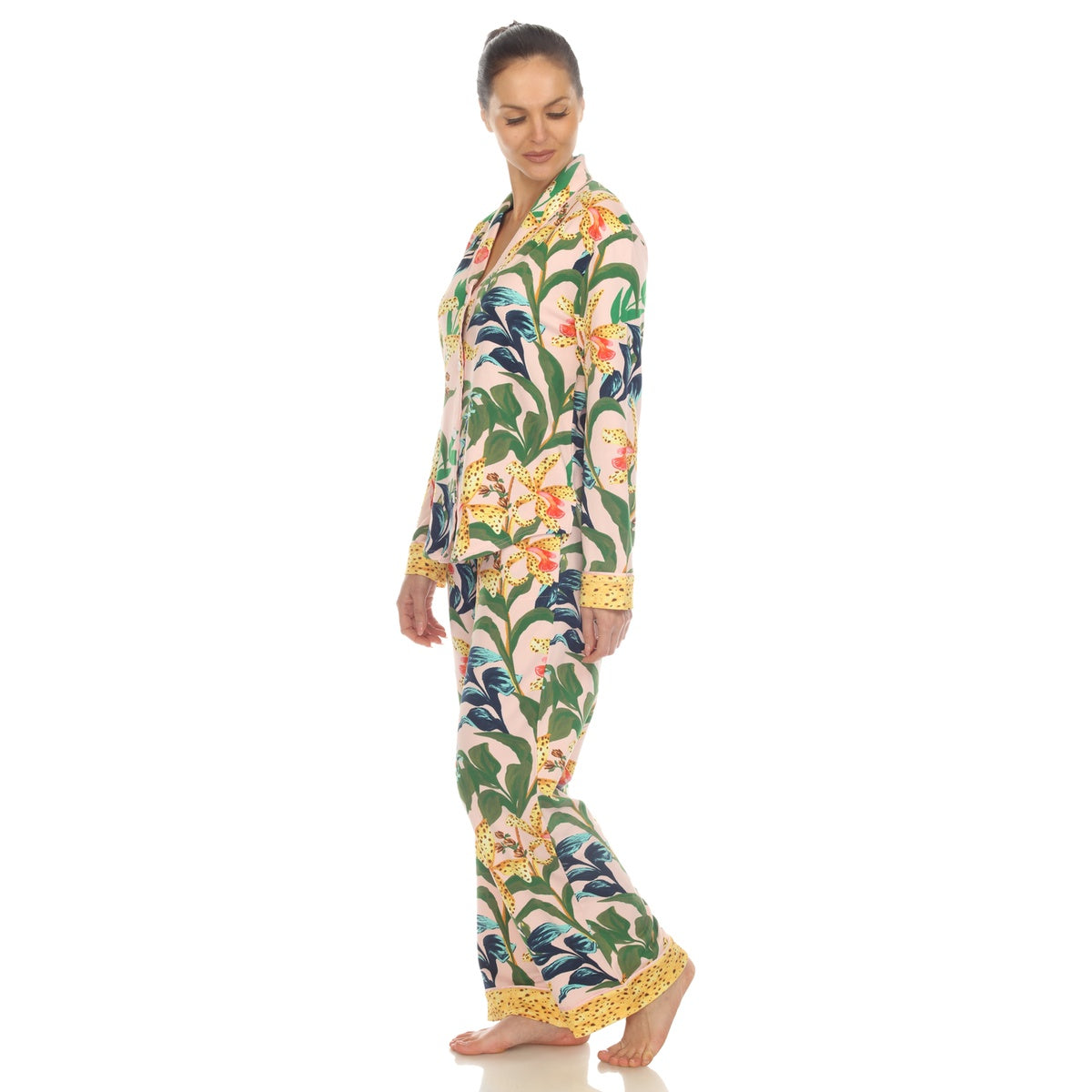  White Mark Women's Two Piece Wildflower Print Pajama Set - XL - Bonton