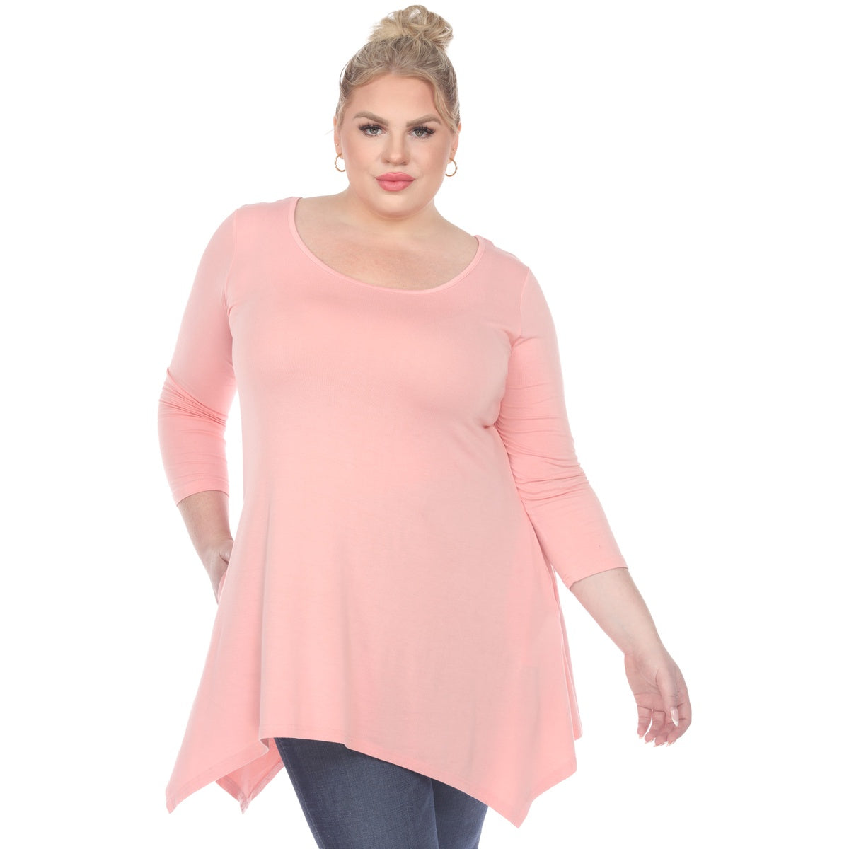  White Mark Plus Size Makayla Tunic Top - 1X - Bonton