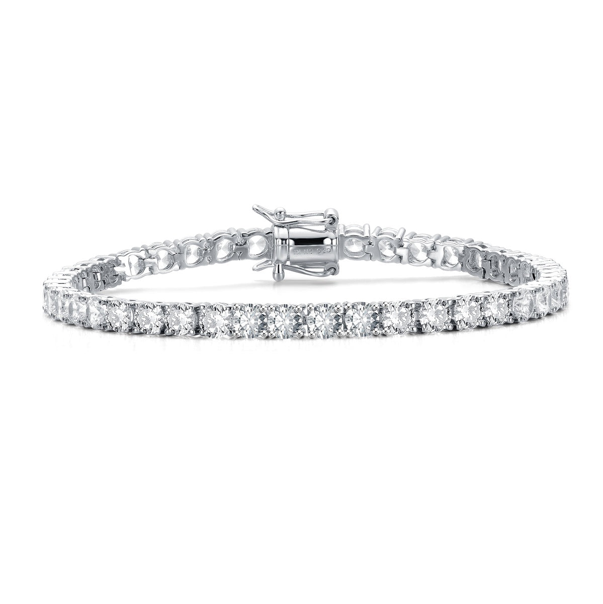  Rachel Glauber White Gold Plated Cubic Zirconia 4mm Magnetic Lock Tennis Bracelet - White - Bonton