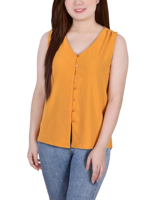Sleeveless Button Front Blouse