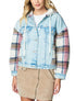  BlankNYC Hooded Denim & Plaid Patchwork Jacket - Multi - Bonton