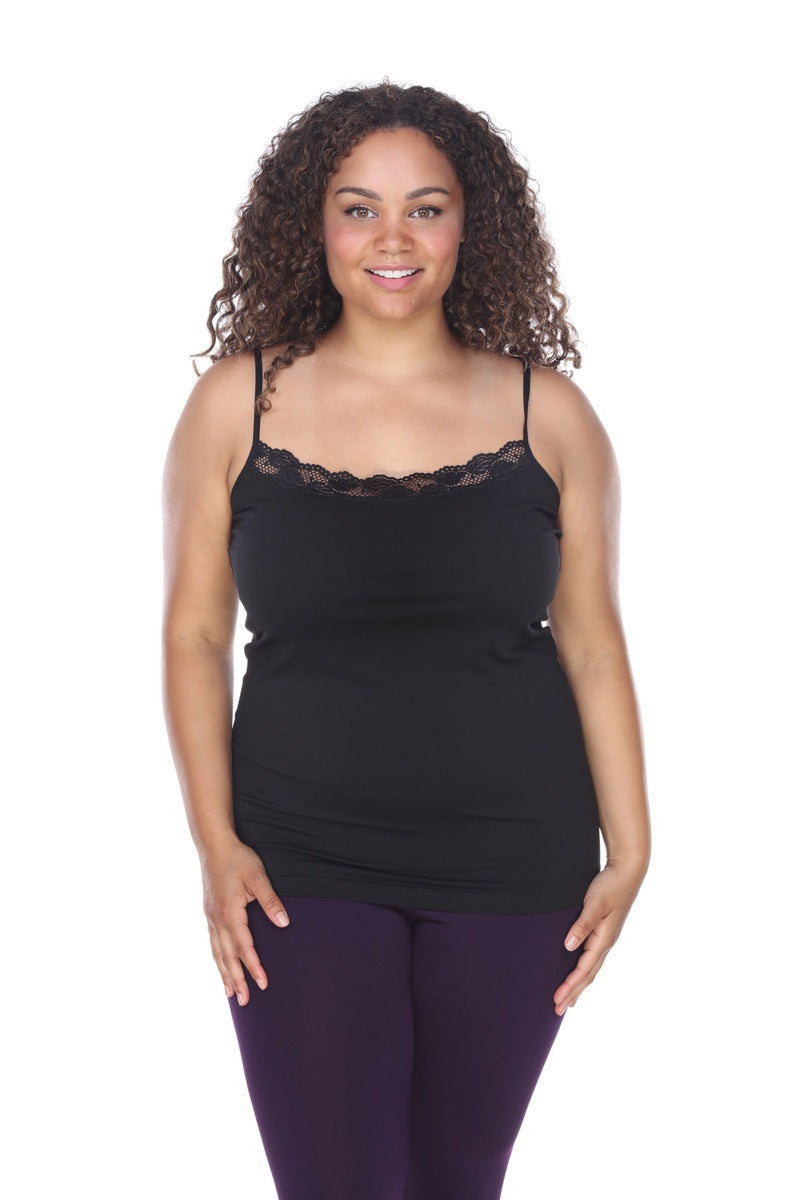  White Mark Plus Size Lace Trim Tank Top - One Size - Bonton