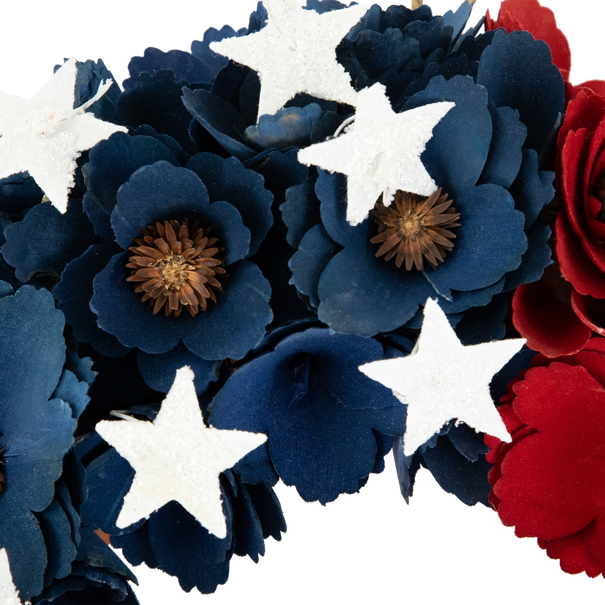  Northlight Americana Floral Flag Wood Shavings Wreath - 15
