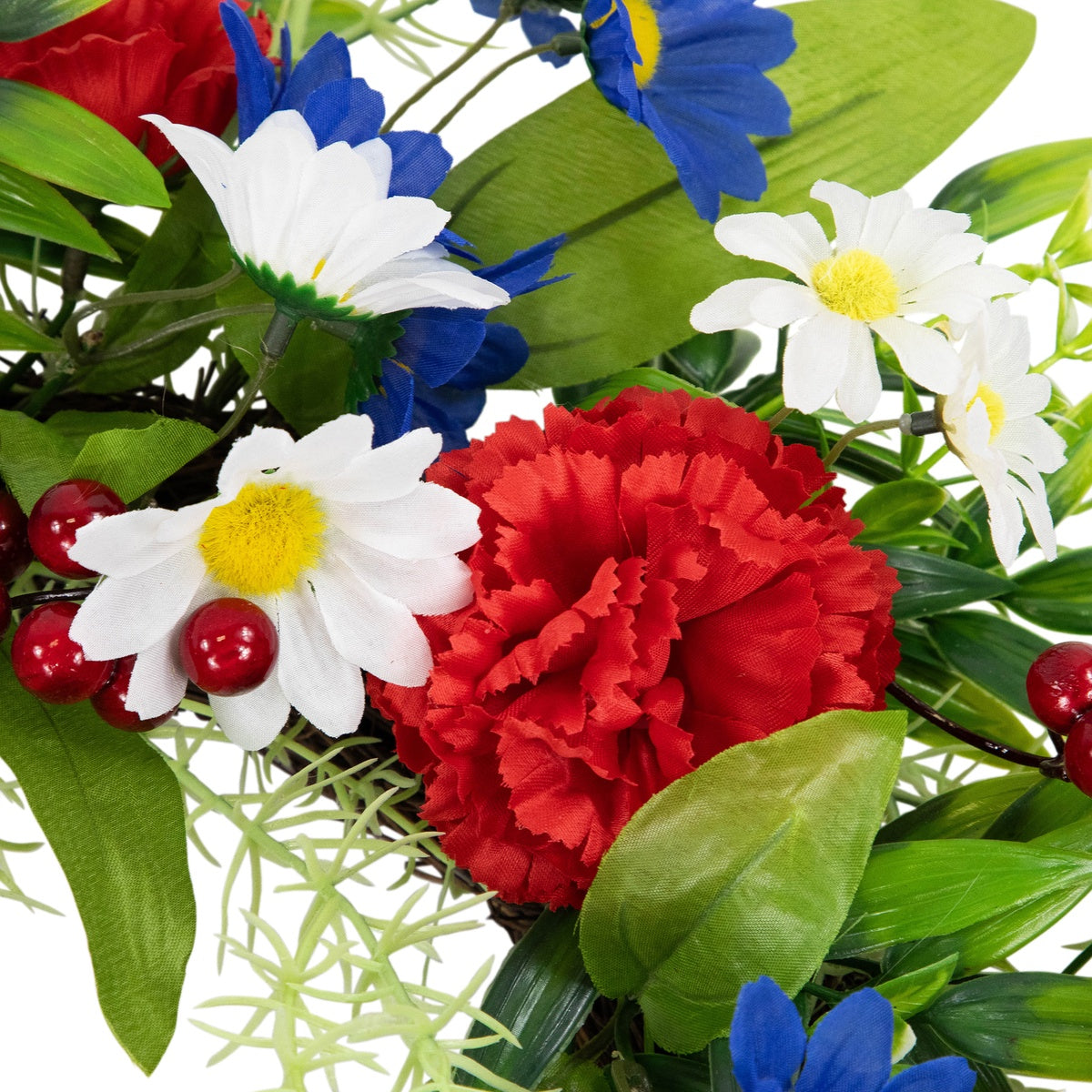 Northlight Carnations and Daisies Patriotic Wreath - 20