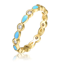 Kids/Teens 14k Gold Plated With Cubic Zirconia Colored Enamel Stacking Ring