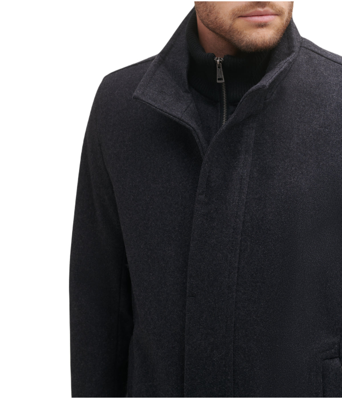  Cole Haan Mens Wool Melton Coat Charcoal - Charcoal - Bonton