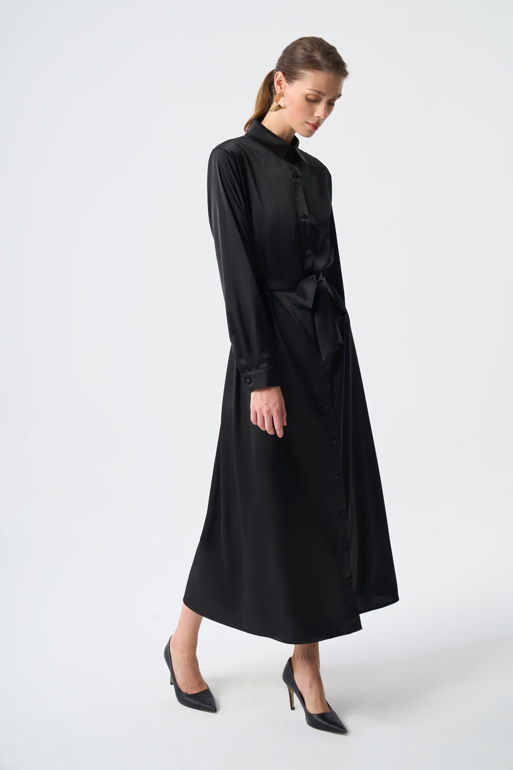  Mizalle Ellips Patterned Shirt Dress  - Dress - Black - Bonton