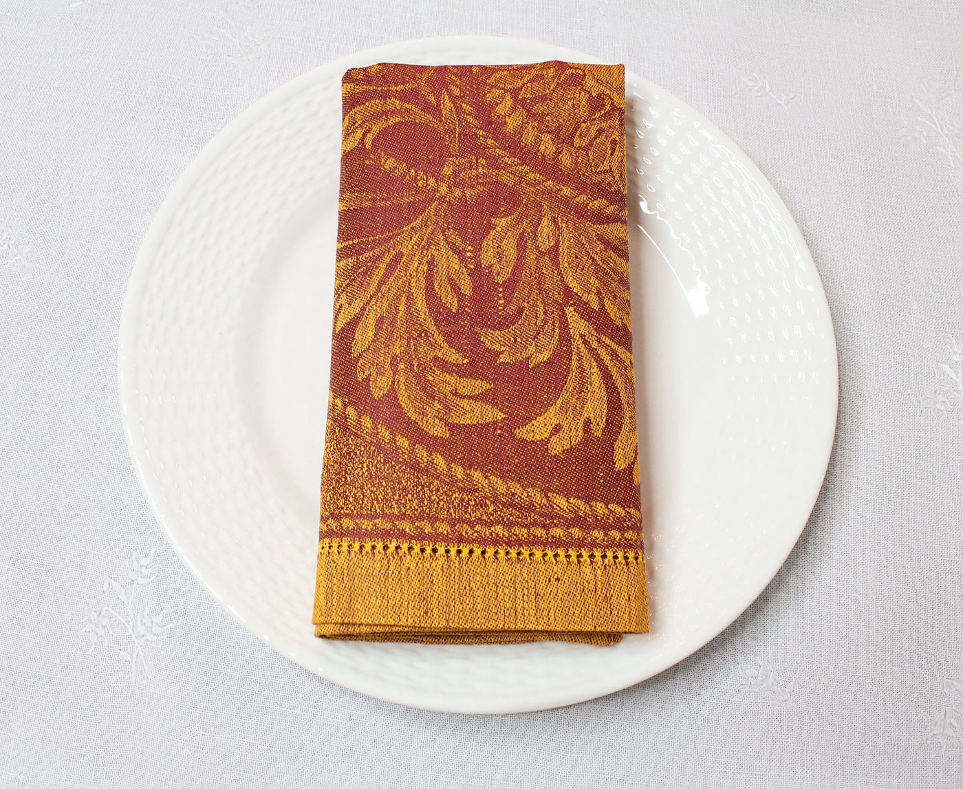  French Home French Home Linen Set of 6 Renaissance Napkins  - Warm Sienna and Saffron - Default Title - Bonton