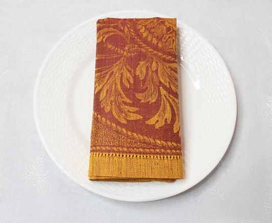 Renaissance Set of 6 Linen Napkins - Warm Sienna and Saffron