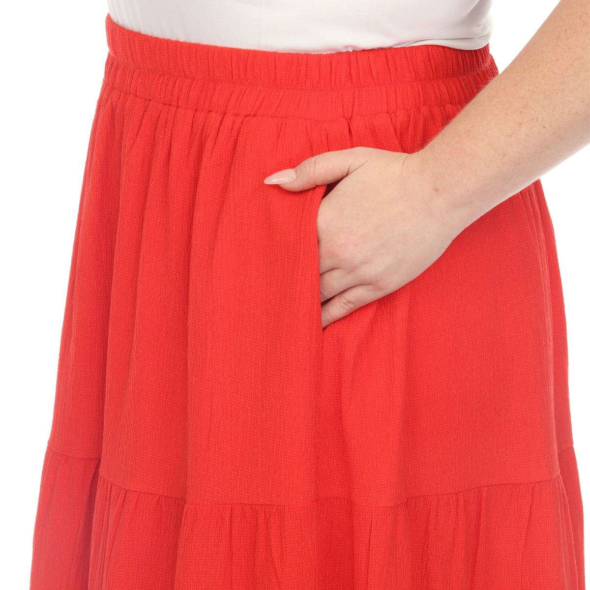  White Mark Plus Size Pleated Tiered Maxi Skirt - 1X - Bonton