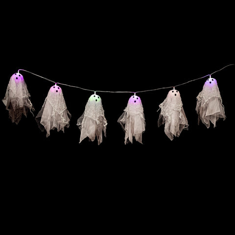 Color Changing Hanging Ghost Halloween Lights- Multi - 3.25' Clear Wire - 6ct