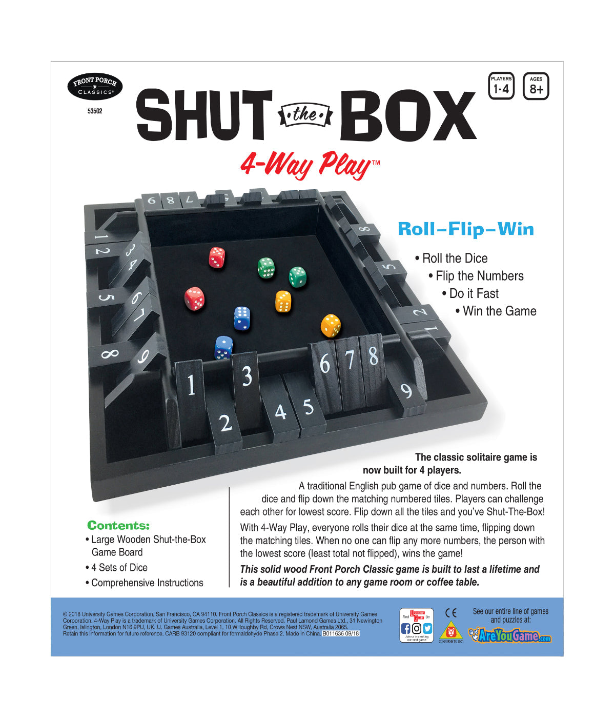  Shut the Box 4-Way Play Multi - Multi - Bonton