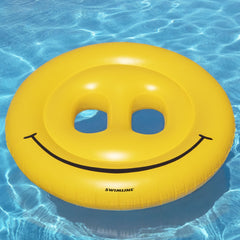 72" Yellow Inflatable Smiley Face 2-Person Circular Raft