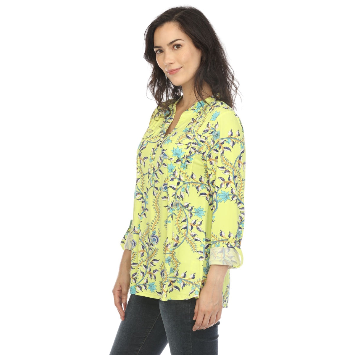  White Mark Women's Paisley Button Front Tunic Top - S - Bonton