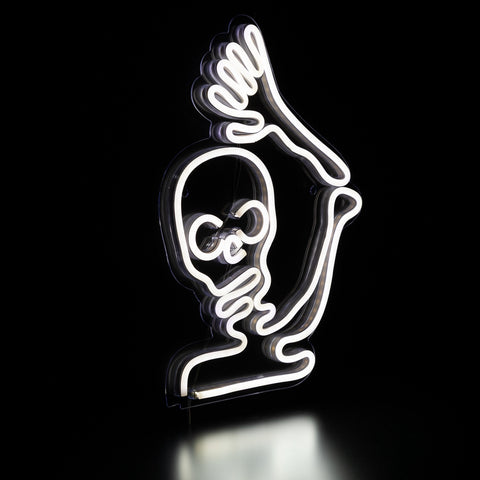 15" White LED Lighted Neon Style Skeleton Halloween Window Silhouette