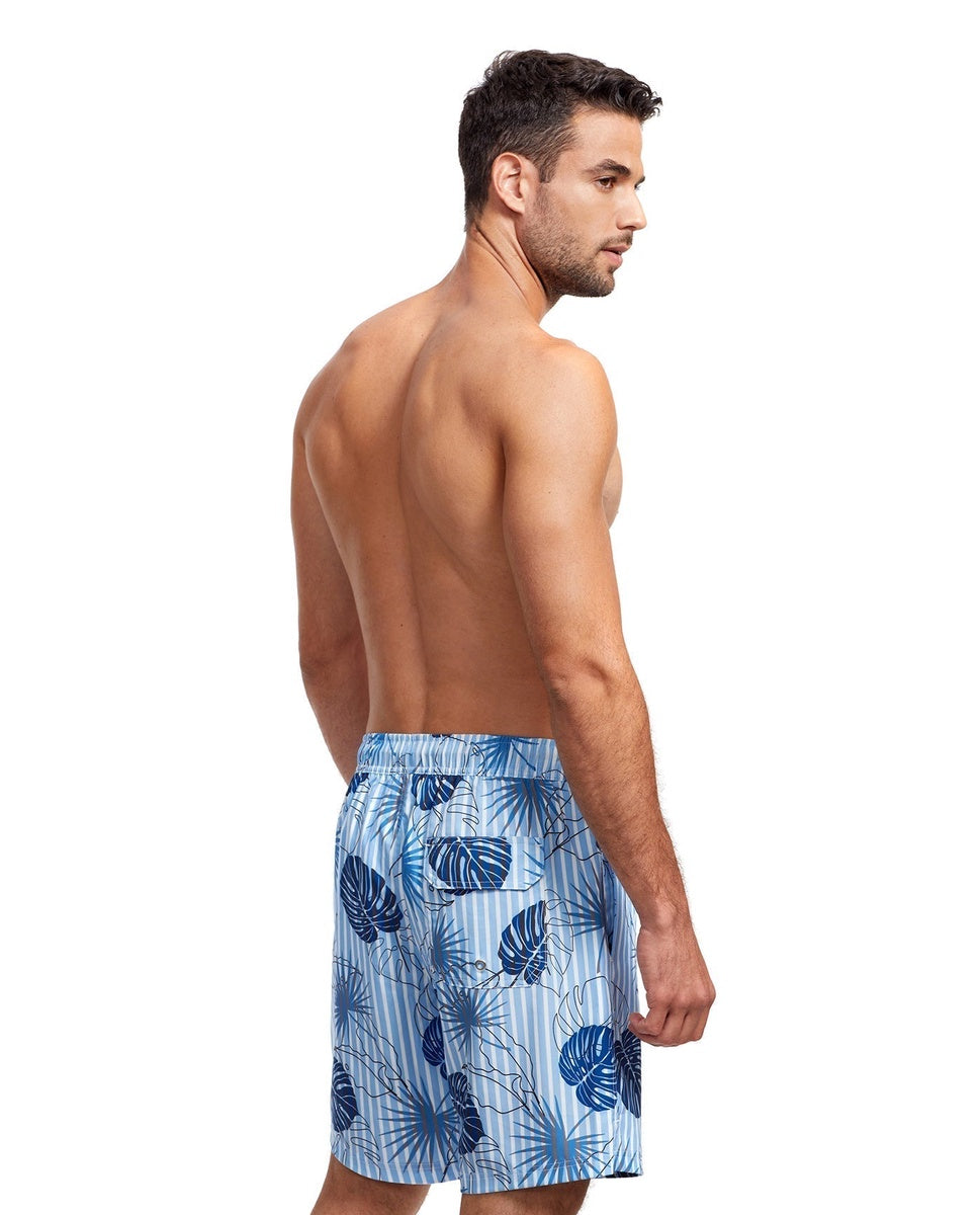  Gottex Men 7-Inch Swim Trunks - GOTTEX MEN BLUE TROPICAL STRIPE - Bonton