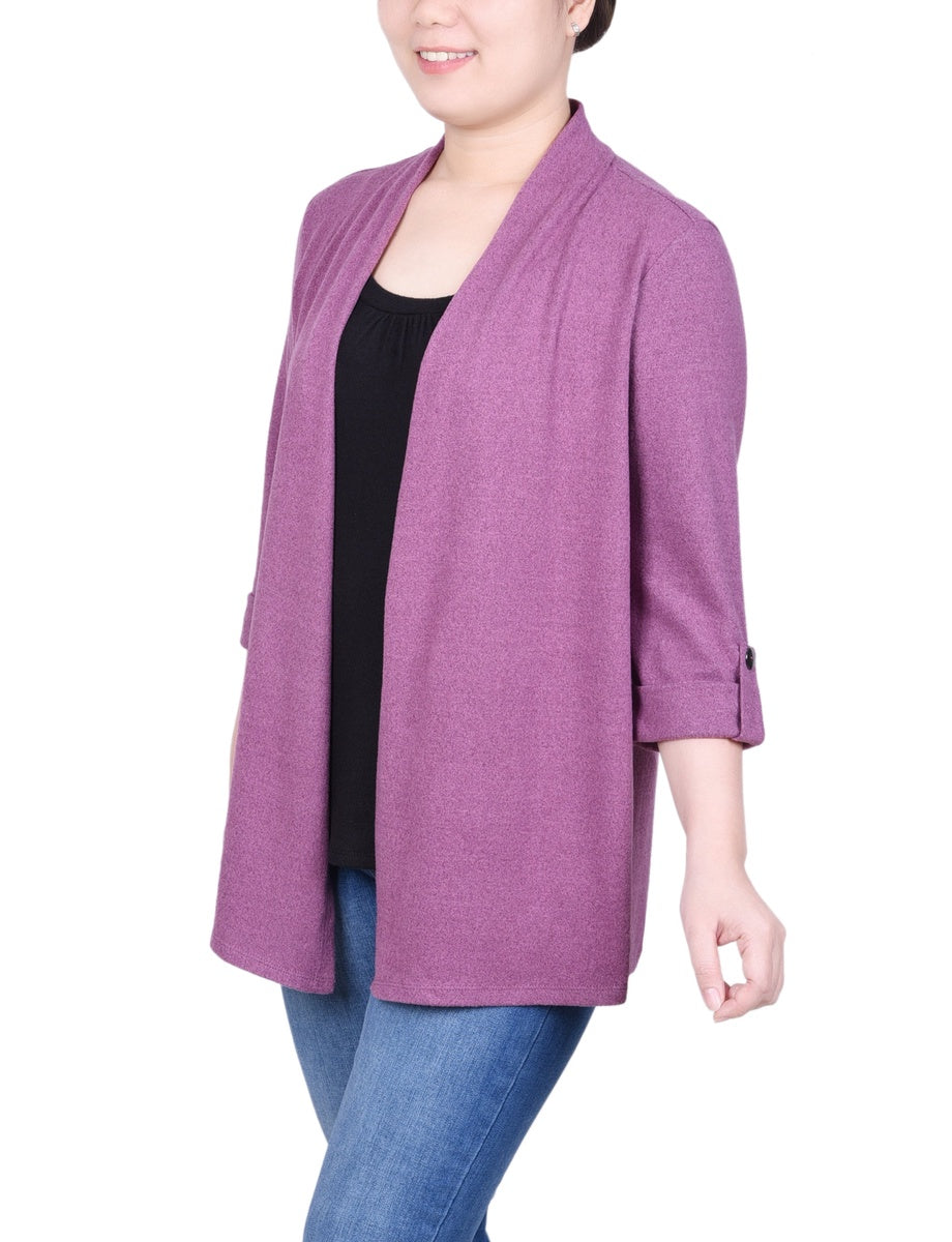  NY Collection Petite 3/4 Sleeve Two in One Top - Charcoal Grey - Bonton