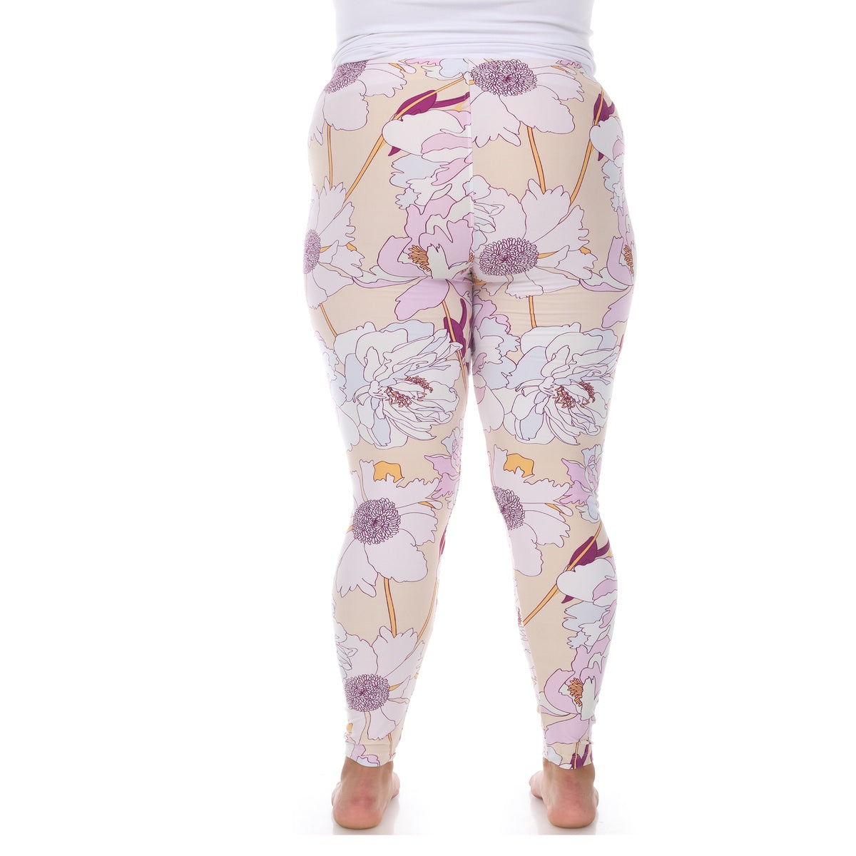  White Mark Plus Size Super Soft Tropical Printed Leggings - one size - Bonton