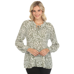 Women's Printed Peasant Chiffon Blouse