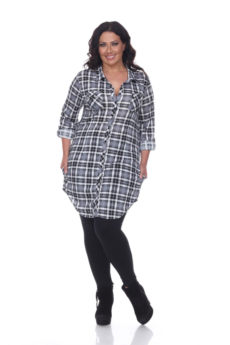  White Mark Plus Piper Stretchy Plaid Tunic - 2X - Bonton