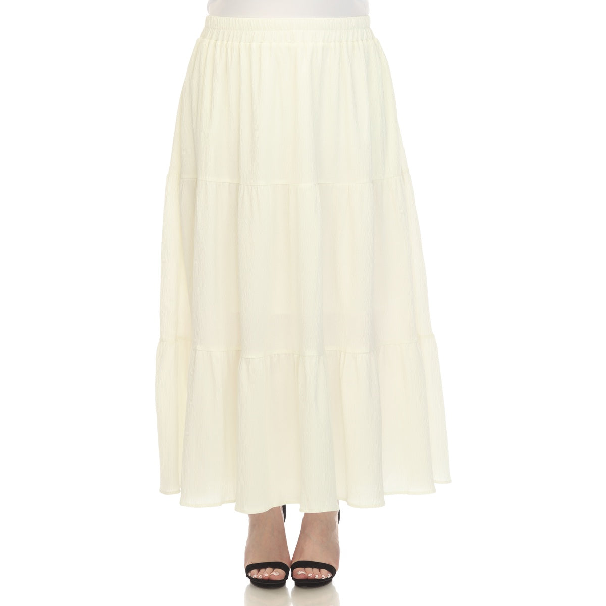  White Mark Plus Size Pleated Tiered Maxi Skirt - 3X - Bonton