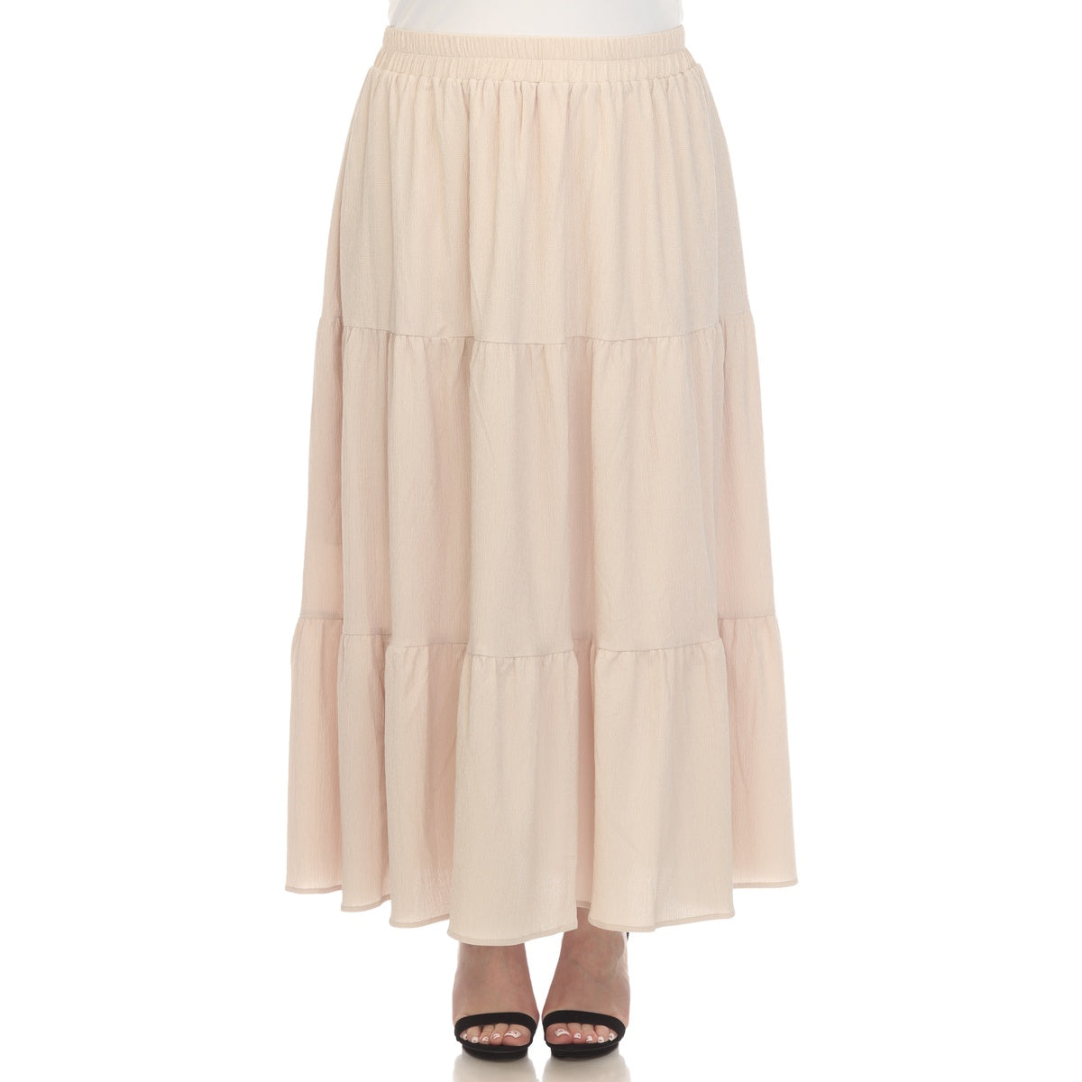  White Mark Plus Size Pleated Tiered Maxi Skirt - 1X - Bonton