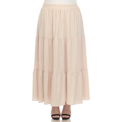 Plus Size Pleated Tiered Maxi Skirt