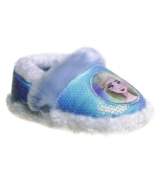 Disney Frozen Girls' Slippers - Elsa and Anna Plush Lightweight Warm Comfort Soft Aline House Shoes  Blue Purple (Sizes 5-12 Toddler)