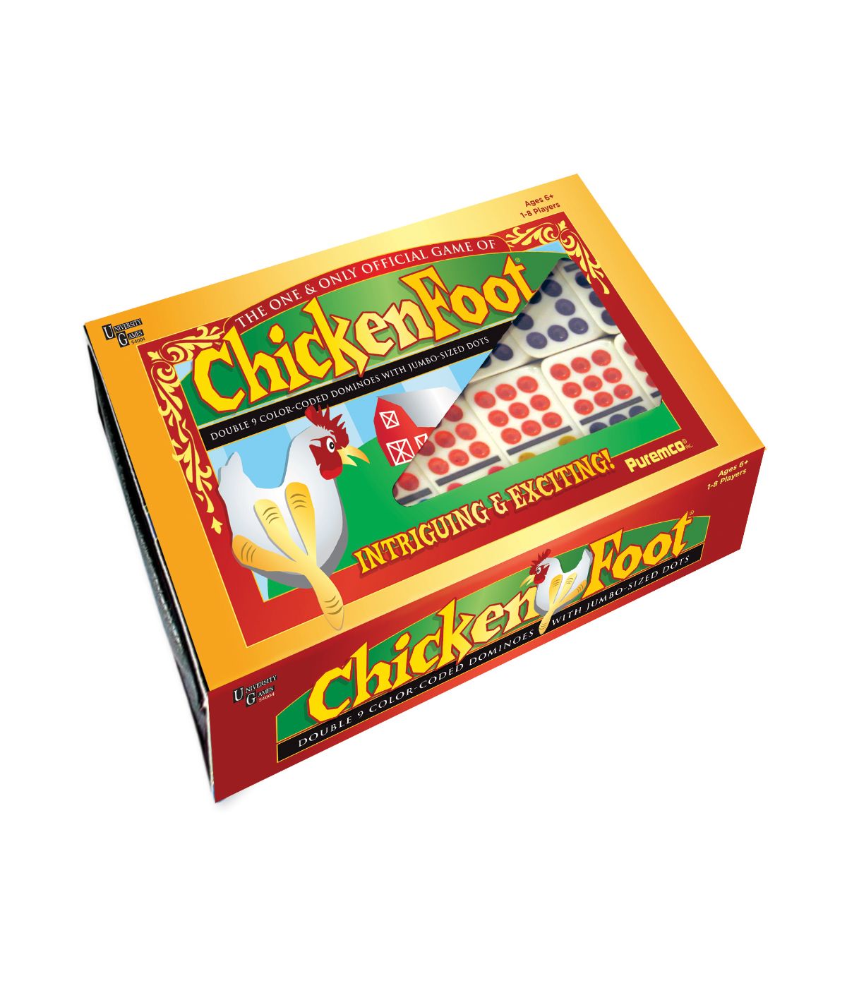  ChickenFoot Double 9 Color Dot Dominoes - Professional Size Multi - Multi - Bonton