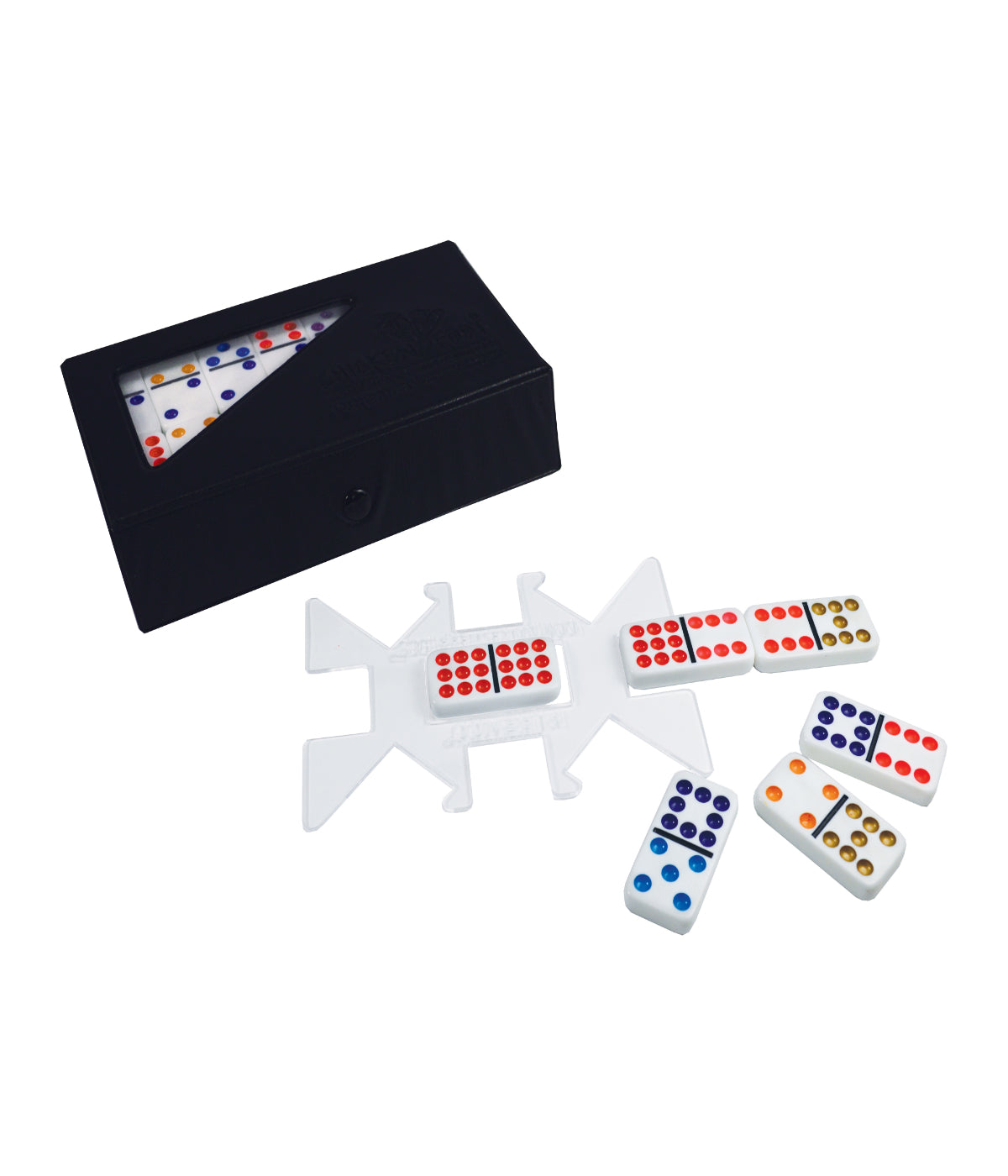  ChickenFoot Double 9 Color Dot Dominoes - Professional Size Multi - Multi - Bonton