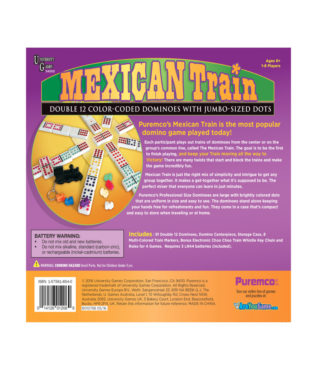  Mexican Train Double 12 Color Dot Dominoes - Professional Size Multi - Multi - Bonton