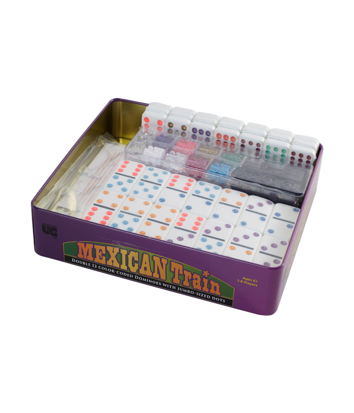  Mexican Train Double 12 Color Dot Dominoes - Professional Size Multi - Multi - Bonton