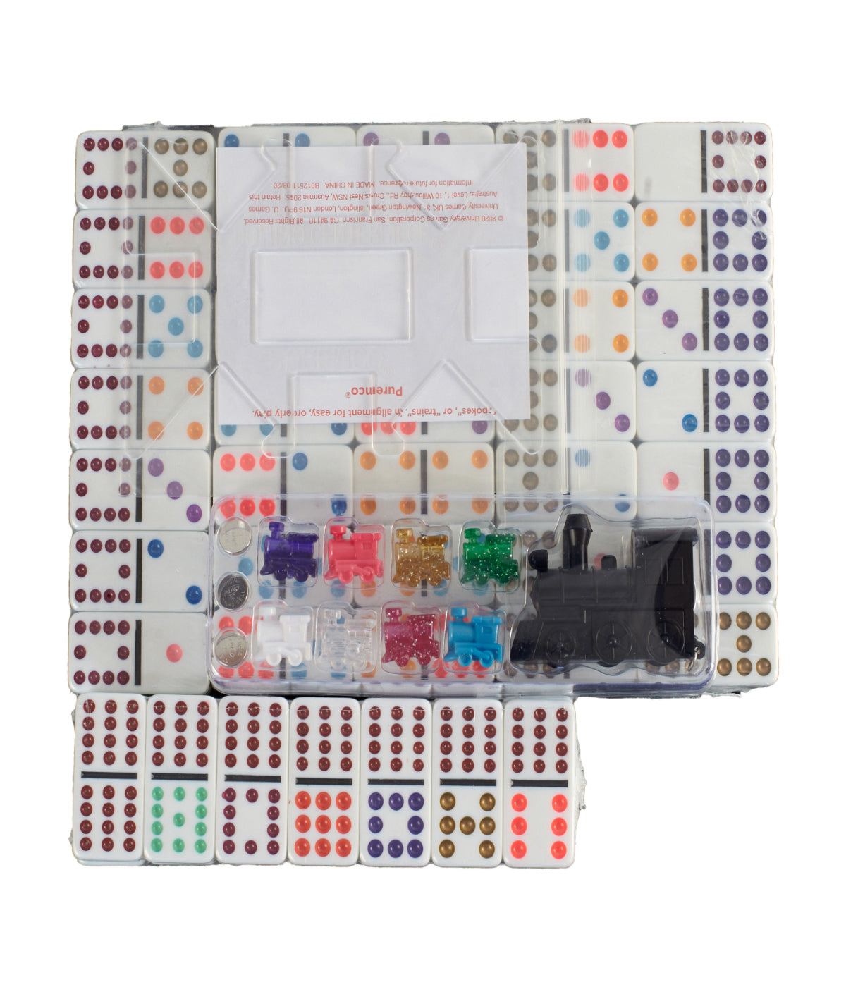  Mexican Train Double 12 Color Dot Dominoes - Professional Size Multi - Multi - Bonton