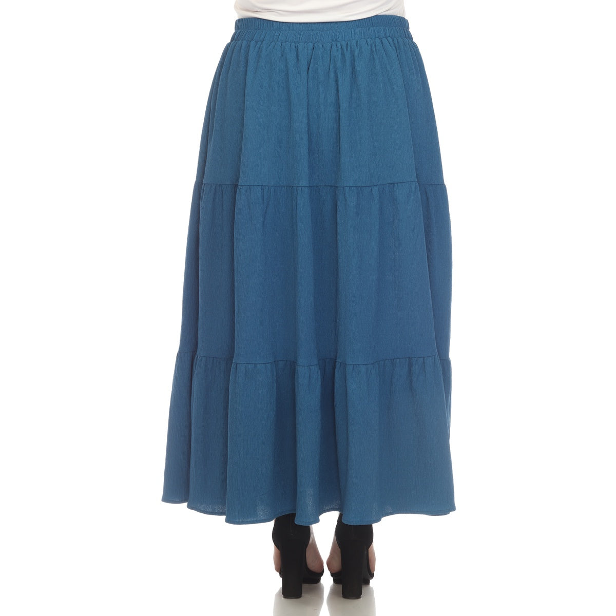  White Mark Plus Size Pleated Tiered Maxi Skirt - 3X - Bonton