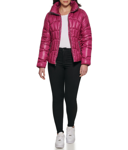 Quilted Magenta Puffer Jacket