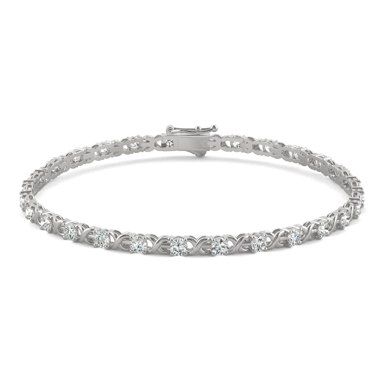  Charles & Colvard Charles & Colvard Moissanite XO Tennis Bracelet - White Gold - Bonton