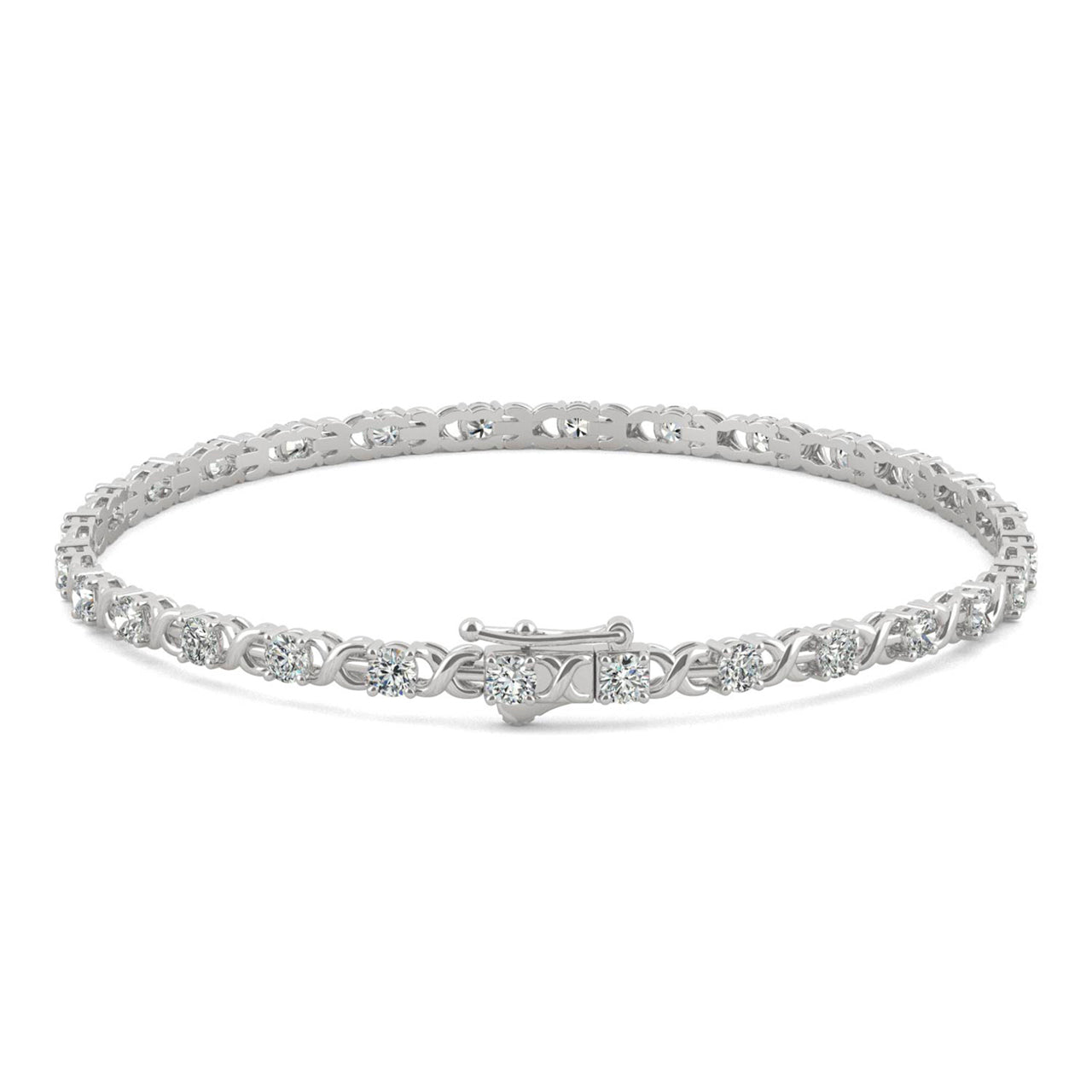  Charles & Colvard Charles & Colvard Moissanite XO Tennis Bracelet - White Gold - Bonton