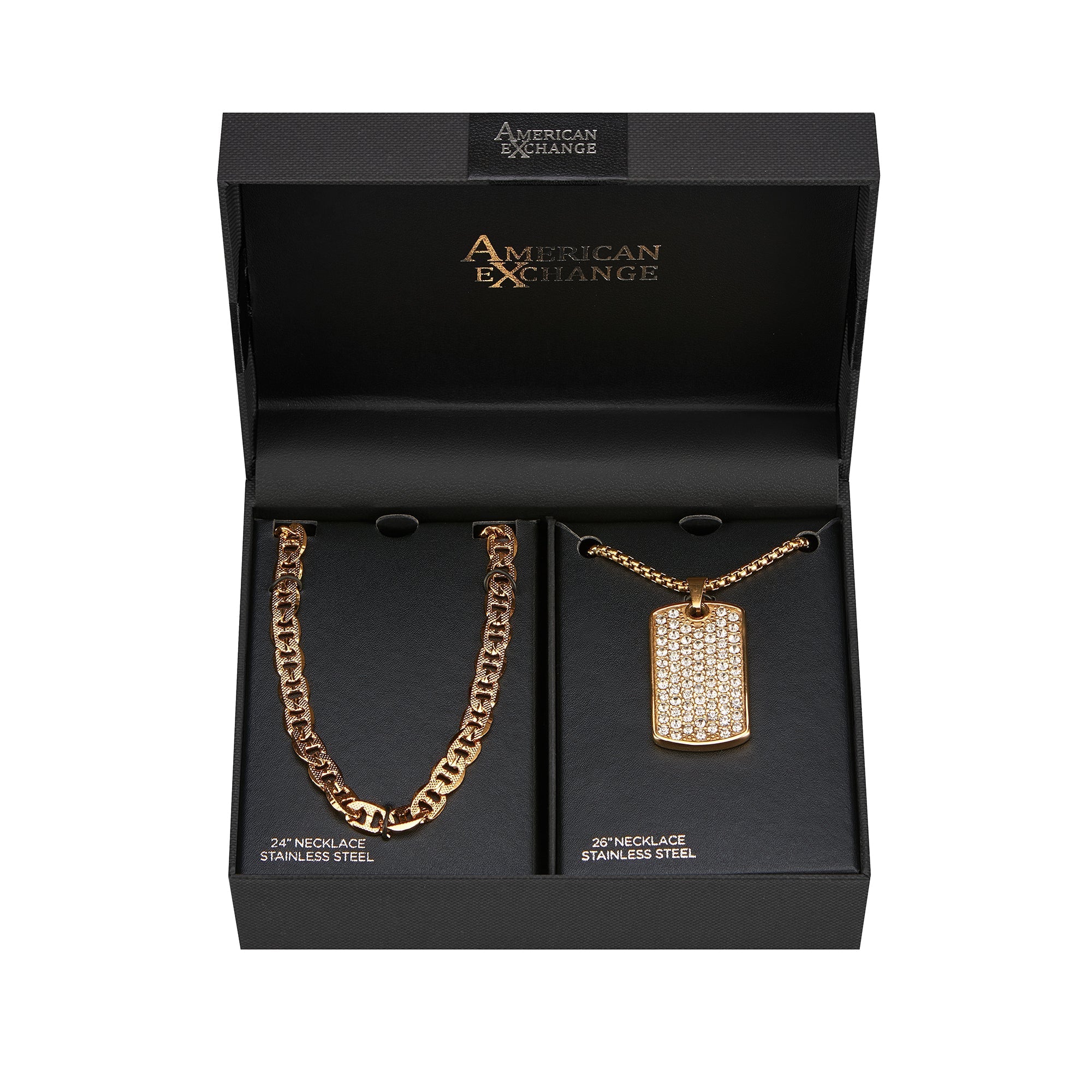  American Exchange American Exchange Dual Necklace Set - Gold/Gunmetal - Bonton